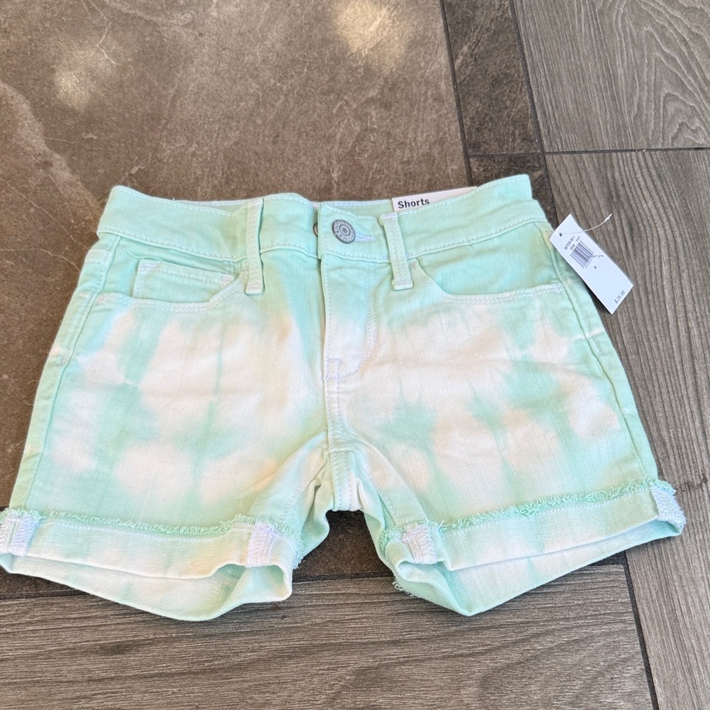 Girls size 8 Old Navy Mint Tie-Dye Denim Shorts